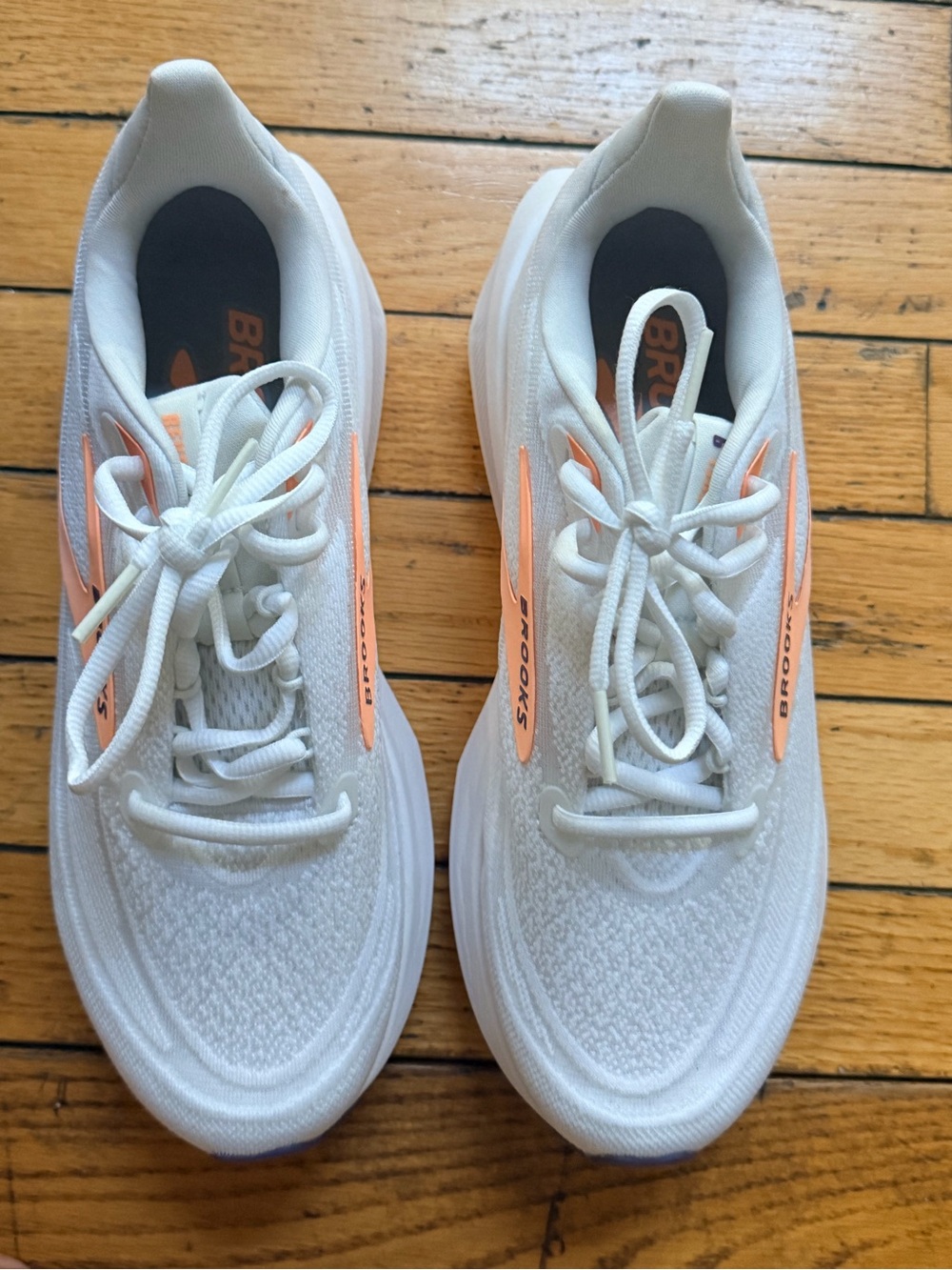 Brooks Women’s White Running Shoes with Peach Accent - Picture 3 of 7